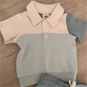 Kith | Kids Colorblock Polo Shirt - Cream and Gray